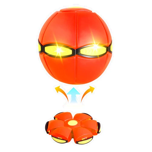 Kjocie Pet Toy Flying Saucer Ball with 6 Lights - Interactive Dog Ball Light Herding Toy Four Colors (Red)