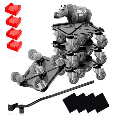 TSR HOME Heavy-Duty Furniture Lifter with 4 Slider Sets, 5 Wheels Each - 3500lbs Load Capacity - Adjustable Height Appliance Moving Cart
