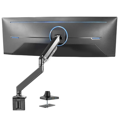 VIVO Premium Aluminum Heavy Duty Monitor Arm with 3.0 USB Ports, Fits Ultrawide Monitors up to 49 inches and 33 lbs, Single Desk Mount Stand, Pneumatic Height, Max VESA 100x100, Black, STAND-V101G1U