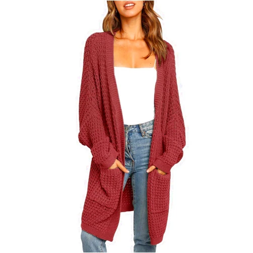 ZESICA Women's 2024 Fall Long Batwing Sleeve Open Front Chunky Knit Cardigan Sweater
