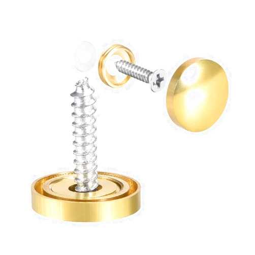 uxcell Mirror Screws Decorative Caps Cover Nails Polished Gold 16mm 4pcs