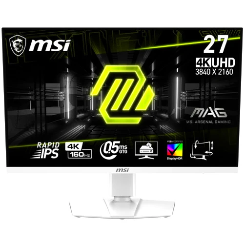 MSI MAG 274URFW 27-inch 4K Gaming Monitor, 3840 x 2160 (UHD), 0.5ms Response Time, 160Hz, HDR 400, HDMI, DP Port, Tilt and Height Adjustable