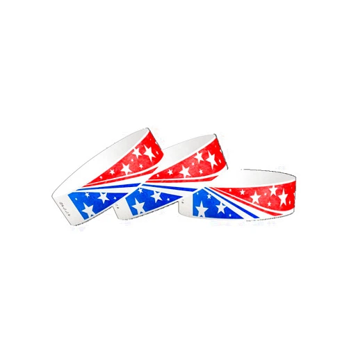 Wristco 200 WristCo Star Stream USA Tyvek Wristbands for Events - ¾” x 10” - Waterproof Recyclable Comfortable Tear Resistant Paper Bracelets Wrist Bands for Concerts Festivals Admission Party