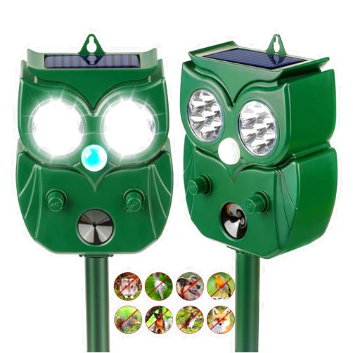 LRENQLLY 2Pack 2025 Solar Ultrasonic in Repellent Defender Rat, Squirrel, Deer, Raccoon, Skunk, Rabbit, Mole, Dog, Cat, Waterproof with Motion Detector, LED Flash Lights for Yard Lawn Outdoor