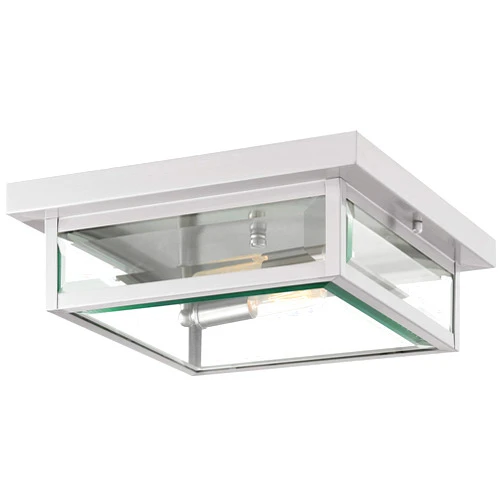Quoizel WVR1612SS Westover Exterior Modern Industrial Clear Beveled Glass Medium Outdoor Flush Mount Ceiling Light, 2-Light 80 Total Watts, 4