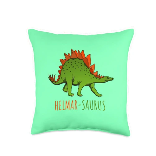 Individuelles Kinder Vornamen Geburtstag Geschenk Helmar Name Boy Dinosaur Stegosaur Personalised Throw Pillow, 16x16, Multicolor