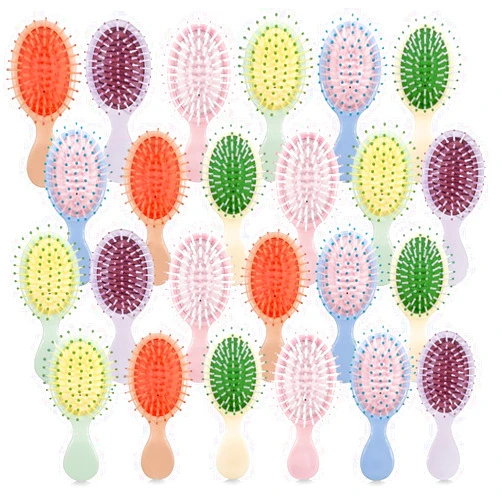 GengGeng 24PCS Mini Travel Hair Brush Detangling Hair Combs Set Wedding Anniversary Portable Pocket Hair Brush Combs Wet Dry Hair for Baby Birthday Return Gift Baby shower Party Supplies (Straight)