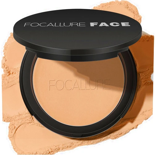 FOCALLURE Flawless Pressed Powder, Control Shine & Smooth Complexion, Pressed Setting Powder Foundation Makeup, Portable Face Powder Compact, Long-Lasting Matte Finish, Nude