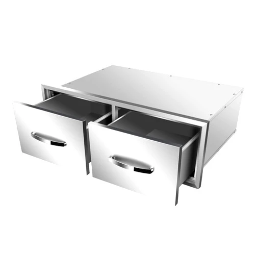 OUKIDR Outdoor Kitchen Drawers 30W X 10H X 20D Inch, Flush Mount Access BBQ Drawers with Handle, Stainless Steel Double BBQ Drawers for Outdoor Kitchens Island, Patio or Grill Station