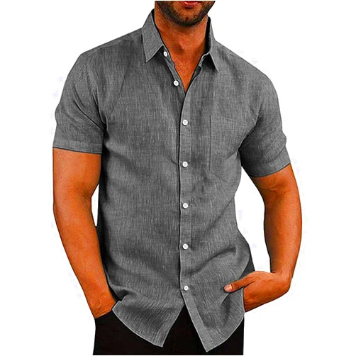 COOFANDY Men's Casual Button Down Shirts Short Sleeve Linen Shirts Summer Beach Dress Shirt