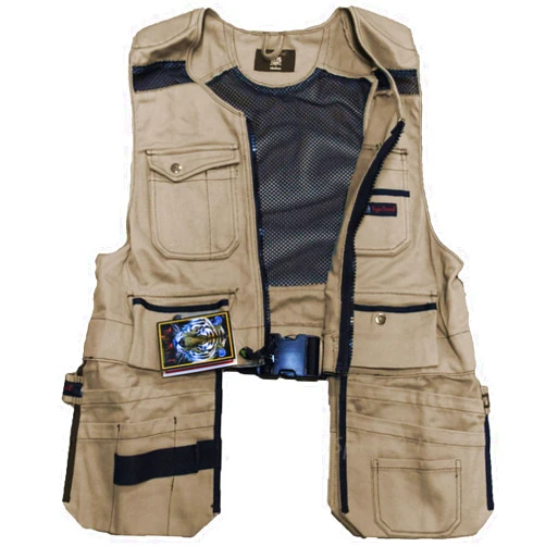 Tiger Trends Men Work Vest Pockets Utility Vest Tool Pockets Pro (Medium, Khaki)