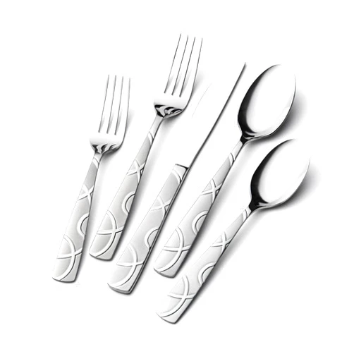 HIKAA 40PCS Stainless Steel Silverware Set, Modern Flatware Set for Kitchen, Mirror Polished Cutlery Set with Forks, Spoons and Knives，Dishwasher Safe