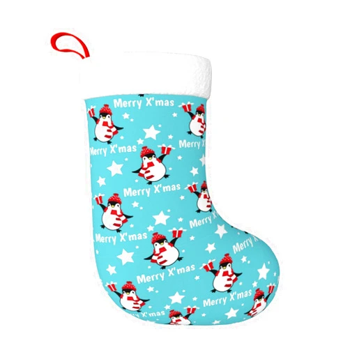 VIHISAN Christmas Stockings Gift Bags Xmas Classic Holiday Party Decoration 16.5inch (Christmas Cute Penguins)