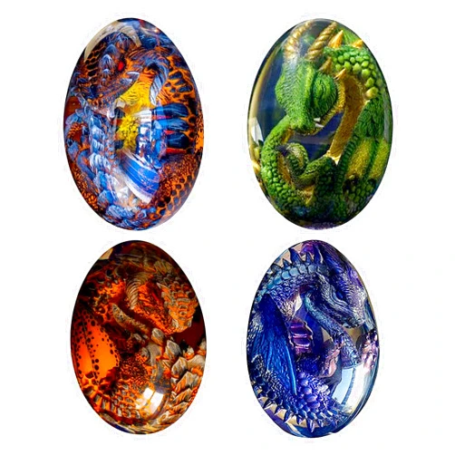 ZYSMJSY Lava Dragon Egg, Dream Crystal Transparent Dragon Egg, Dragon Egg Crystal, Dragon Statue Decor, Crystal Transparent Lava Dragon Egg Resin Handmade Sculpture Ornaments Souvenir. (4pcs)