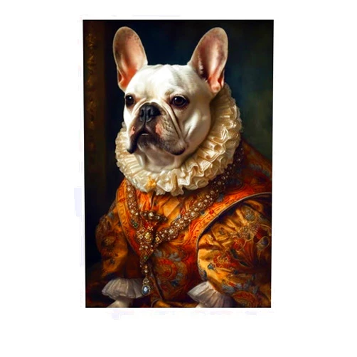 Lancholy Framed Custom Pet Portrait Painting Canvas Wall Art, Renaissance Dog&Cat Portrait from Photo, Pet portrait painting, Ready to Hang-Y01-11.8x17.7in