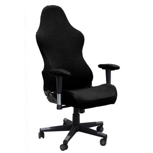 BIETYONE Gaming Chair Covers (No Chair),Office Computer Chair Cover,Jacquard Stretch Prevent Cat Scratching Computer Chair Slipcovers,for Gamer Computer Chair Replacement Protector Cover,Black
