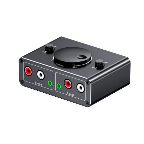 GIRKING Bi-Directional 3.5mm RCA Stereo Audio Switcher, 2 Input 1 Output / 1 Input 2 Output Audio Splitter Switcher with Mute Button for Headphones, Speaker etc.…