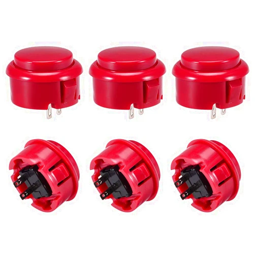 uxcell 30mm Mounting Hole Momentary Game Push Button Switch for Arcade Video Games Red 6pcs