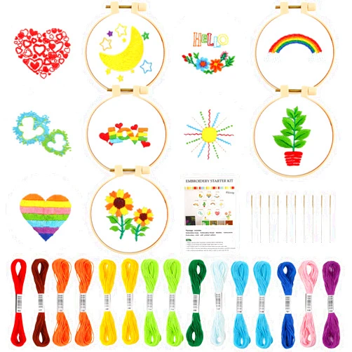 Pllieay 10 PCS Cross Stitch Kits for Beginners, Embroidery Beginner Kits for Kids 7-13, Include Instructions, Cross Stitch Kits with Pattern, Needlepoint Kits for Embroidery Projects