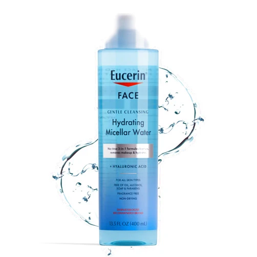 Eucerin Face Gentle Cleansing Hydrating Micellar Water, Face Cleanser and Makeup Remover with Hyaluronic Acid, 13.5 Fl Oz Bottle