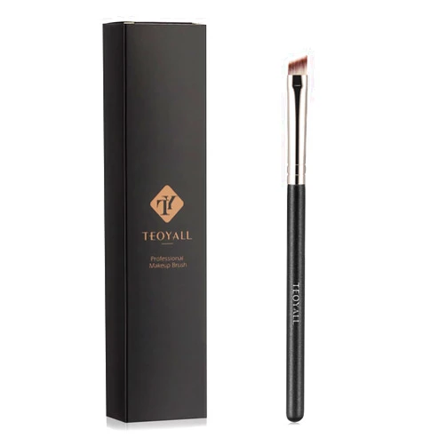 TEOYALL Flat Angled Eyeliner Brush, Soft Thin Slanted Synthetic Bristles Precision Eyebrow Brush For Brow Powder Gel Eye Liner