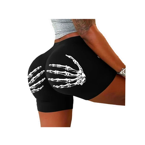 Huimingda Women Booty Shorts Active Fitness Sports Bottom Skeleton Hands Shorts Gym Workout Yoga Running Bottom