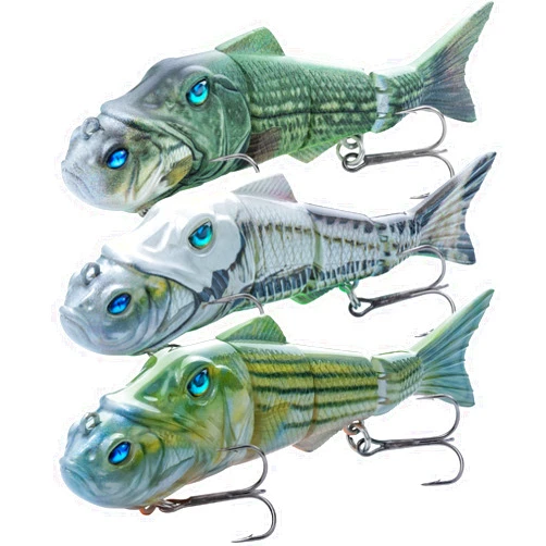 Handing 3PCS Lifelike Multi-Jointed Swimbait, Bass Fishing Lure for Freshwater and Saltwater, Slow Sinking, Mustad Hook, Angler's Gift, for Pike Largemouth Bass, 1/2oz, 3/4oz and 1 1/4oz