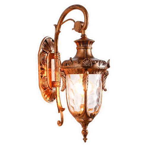 LONEDRUID Outdoor Wall Light Fixtures Bronze 16.93”H Exterior Wall Lantern Waterproof Sconce Porch Lights Wall Mount with Hammered Glass Shade for House