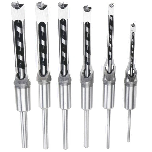 CeaGoal 6 Pcs Square Hole Drill Bit for Wood, Square Drill Bit Mortise Chisel Drill Bit Tools, 5/8