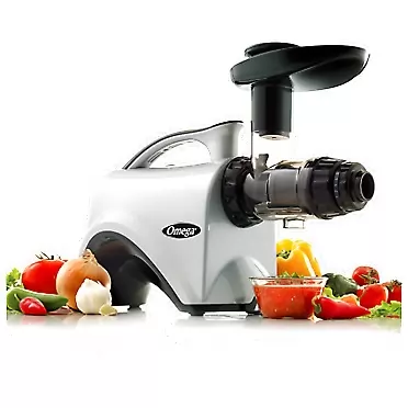 Omega NC800HDS Juicer Juice Extractor and Nutrition System Quiet Motor Slow Masticating Dual-Stage Extraction with Adjustable Settings, 150-Watt, Silver