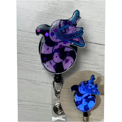 My4BadgeBuilders Badge Reel Beetle Sandworm Halloween Retractable Alligator Clip Nurse ID Student Teacher Retractable Badge Reel, Strange Glow (360 Alligator Clip)