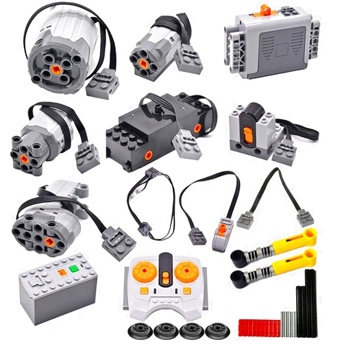 SEEMEY 32Pcs Power Function Kit Set Motor Battery Infrared-Remote-Control Receiver Train Adjustable Speed ​​Motor Parts, Motor Power Change Parts compatible with mainbrands Technic-parts