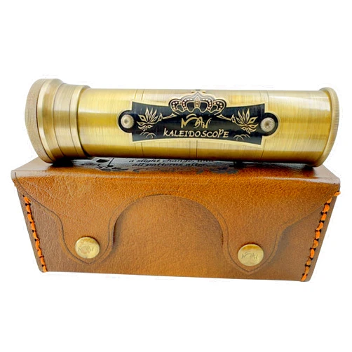 MAH Handmade Brass Kaleidoscope - Time Memory for Generations - Vintage Collection - Magic Kaleidoscope - Educational Gift for Kids & Adults - Patterns Vary