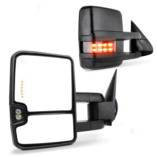 SCITOO Towing Mirrors fit 1999-2002 for Chevy For GMC Silverado Sierra 2000-2002 for Suburban Yukon XL 1500 2500 for Tahoe Yukon Power Heated LED Signal Light Pair Tow Mirrors