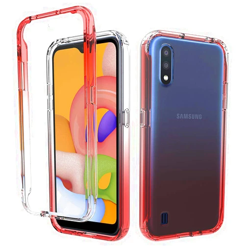 Onyxii Case Samsung Galaxy A01 Case, Onyxii Full-Body Rugged Ultra Transparency Hybrid Protective Case with Built-in Screen Protector for Samsung Galaxy A01 (Red)