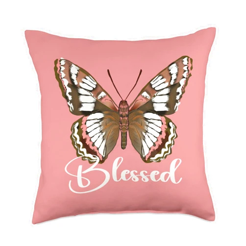 Maria's Jesus Has My Back Faith Tees Jesus Has My Back Butterfly Faith Christian Throw Pillow, 18x18, Multicolor