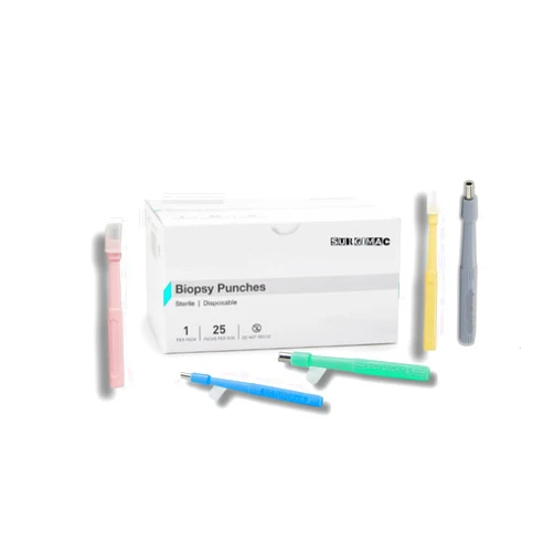 SurgiMac Biopsy Punch Assorted Sizes: 2mm, 3mm, 4mm, 5mm, 6mm | Single-Use, Sterile, Disposable Biopsy Dermal Punch for Piercing, Stainless Steel Skin Piercing Tool | Box of 25