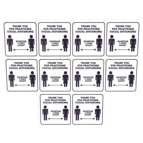 QWUUYEC Floor Distancing Signs Marker Decal, 2 Set Floor Sticker, 7.1x7.1 Inch, PVC Material - Waterproof Durable Design, Easy Installation for Malls and Public Areas