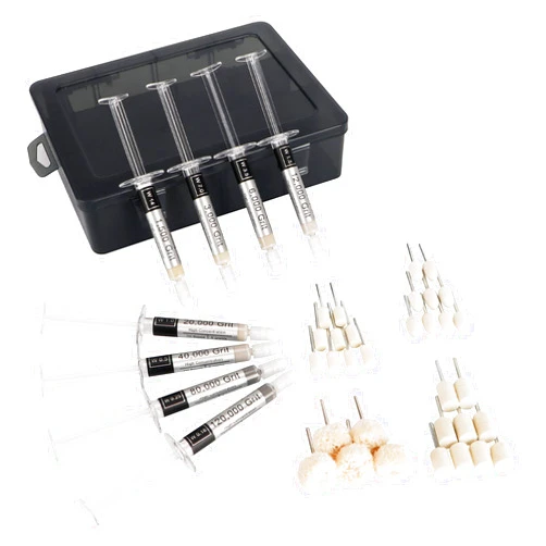 Tryuunion 40 Pcs Diamond Paste Polishing Kit with 32 Grinding Buffing Bits, 8 Oil Based Lapping Compound 1,500- Ultra Fine 120,000 Grit with Box for Metal/Coin/Stone/Jewelry/Ring Polishing