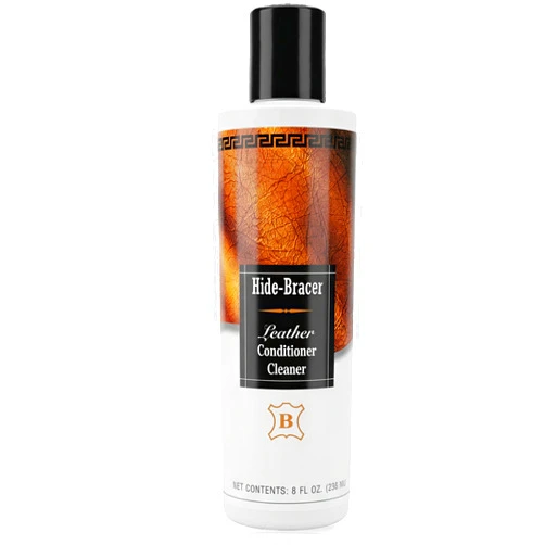 Hide-Bracer Leather Cleaner and Conditioner 8 Fl Oz | Cleans, Conditions, Protects | Prevents Drying, Cracking & UV Fading of Leather Jackets, Furniture, Car Seats, Purses