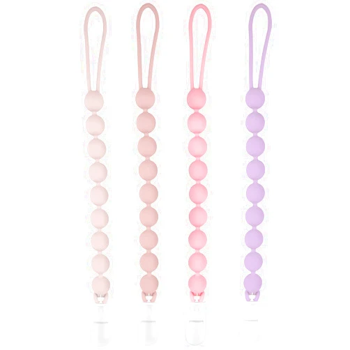 MINMUNJIU Silicone Pacifier Clip Holder, 4 Pack One Piece Soft Flexible Binky Clips Pacifier Holder Clip for Girls, baby girl newborn essentials, Teething Relief