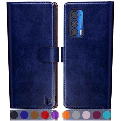 SUANPOT for Motorola Moto Edge 5G UW/Edge 2021 Wallet case 【RFID Blocking】 Credit Card Holder, Flip Folio Book PU Leather Phone case Shockproof Cover Women Men for Moto Edge 5G UW/Edge 2021 case(Blue)