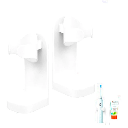 GIAVGIAV Electric Toothbrush Holders for Bathroom, Electric Toothbrush Organizer, Bathrooms Toothbrush Storage for Shower Space-Saving, Mirror Toothbrush Holder Wall Mounted, ABS (White)