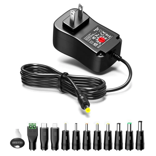 Basicvolt 36W 12V 3A Power Supply 3V to 12V Multi Voltage AC DC Power Adapter for Speakers LED Light CCTV Camera Router Record Player Exercise Bike Universal Power Supply with 11 DC Plugs