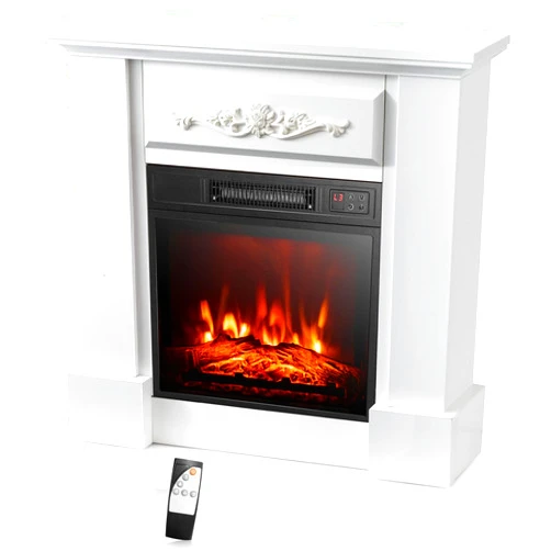 GOFLAME Electric Fireplace with Mantel, 1400W Freestanding Mantel Fireplace Heater with Remote Control, 3 Flame Brightness, Thermostat, 6H Timer, Overheat Protection, CSA Certified (White)