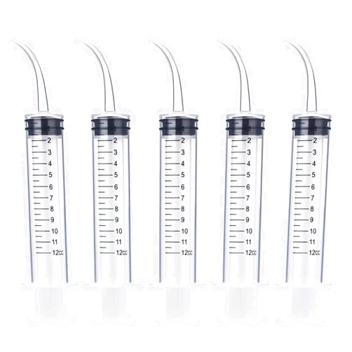 HiMo Wisdom Teeth Syringe, 5 Pack Irrigation Dental Syringes with Measure Scale & Curved Tip for Dental Care Liquid Oral Tonsil Stone