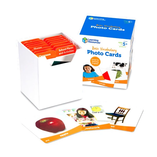 Learning Resources Basic Vocabulary Photo Cards, Vocabulary/Phonics Learning, Educational Games for Kids, 156 Cards, Ages 5+