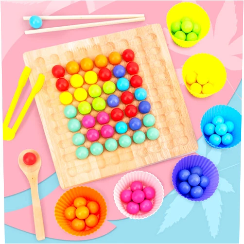 My Pet Elephant LOVEALOTTER Wooden Board Bead Game, Montessori Board Beads Game, Early Educational Preschool Toy, Color Sorting Toys for Toddlers, Fine Motor Training for Children, Great Gift for Kids, for Seniors