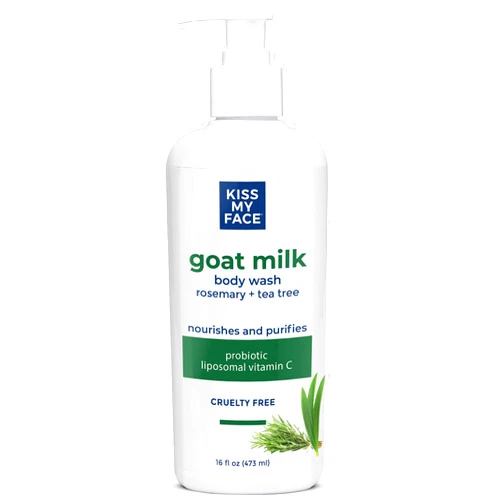Kiss My Face Goat Milk Body Wash - Rosemary & Tea Tree Body Wash with Goat Milk and Argan Oil – 16 Ounce Bottle (Rosemary & Tea Tree, Pack of 1)