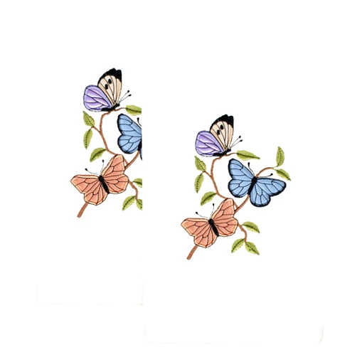 KHALPERA Spring Flurry 2-Piece Hand Towel Set, Premium Turkish Cotton, Lustrous Butterfly Applique, Soft & Plush, Sophisticated Bathroom Accessory, White Color